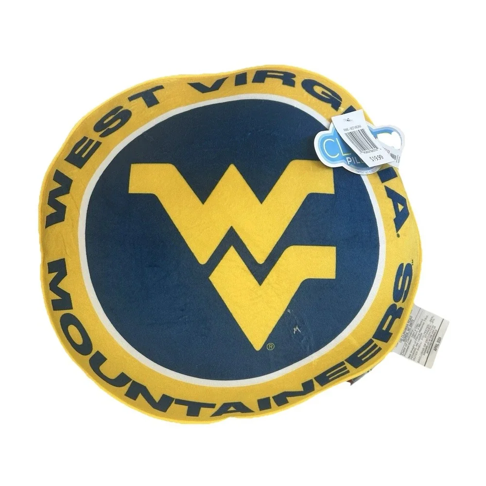 west virginia mountaineers Logo 2 Sided Round Cloud Travel Pillow NEW (FLAW)